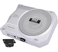 Pyle Caisson de Basse Voiture et Marine Amplifié à Profil Bas 25 cm - Enceinte Subwoofer Actif Compact 900W avec Amplificateur Intégré, Subwoofer Alimenté sous Siège, Entrées de Niveau Haut et Bas