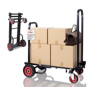 Pyle Chariot de Transport Pliable avec Roues R-Trac - Diable Plateforme à Main avec Frein, Surface Antidérapante, Charge Max 90 kg - Idéal pour Entrepôt, Livraison, Déménagement