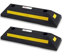Pyle Curb Parking Garage Floor Stopper - Set de 2 Cales de Parking en Caoutchouc Robustes, Bloc Guide de Roue de Véhicule, Aide au Stationnement pour Allée et Garage - Pyle PCRSTP22