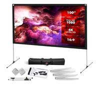 Pyle Écran de Projecteur avec Support - 100" 16:9 HD 4K, Portable, Léger, Autoportant, Pliable, pour Projections Intérieures et Extérieures, avec Cadre pour Cinéma Maison
