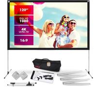 Pyle Écran de Projection 120" 16:9 HD 4K avec trépied, Portable et Autonome, Angle de Vision 160° avec Sac de Transport, idéal pour intérieur/extérieur, soirée cinéma, école, Bureau, Jardin