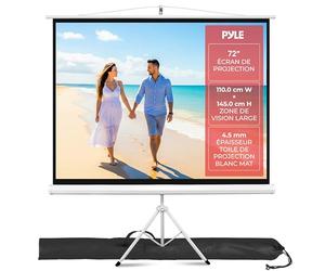 Pyle Écran de Projection 72″ avec Support - Écran Vidéoprojecteur Enroulable, Portable avec Trépied, Montage Mural/Plafond, Format 16:9, Compatible Full HD/4K, Présentations, Home Cinéma, Bureau
