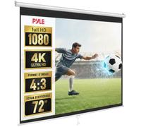 Pyle Écran de Projection 72″ -Écran Vidéoprojecteur Manuel Enroulable Universel, Compatible Full HD, Hauteur Réglable | Montage Mural/Plafond, pour Cinéma Maison, Bureau, Classe