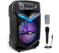 Pyle Enceinte Bluetooth, 600 W, Haut-Parleur Bluetooth Portable, Enceinte avec Roues, Batterie Rechargeable avec Subwoofer et Tweeter, Fonction d'Enregistrement, Micro Filaire SD/USB/AUX Radio