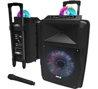 Pyle Enceinte Bluetooth,700W, Enceinte Active Karaoke, Haut Parleur Portable Rechargeable Alimenté par Batterie, Ensemble de Microphone avec Bluetooth MP3, USB, Micro SD, FM Radio, AUX,Lumières de DJ