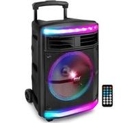 Pyle Enceinte Bluetooth Puissante-600 W, Enceinte Sono Portable, sans Fil, Eclairage LED et avec Roues, SD/USB/AUX, Karaoke Adulte, Noir