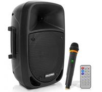 Pyle Enceinte Bluetooth Portable 800W - Haut Parleur Bluetooth avec Subwoofer, Lumières et Indicatrices de Batterie LED avec Batterie Rechargeable, Lecteur MP3/USB/SD, Microphone sans Fil UHF, Noir
