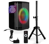 Pyle Enceinte Bluetooth Portable de Fête 120W - Enceinte Karaoké avec Woofer 8", Son Hi-Fi, Fonction TWS, Entrée Micro, USB/Micro SD/FM, Lumières LED, Batterie Rechargeable Longue Durée & Support Pied