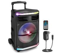 Pyle - Enceinte Bluetooth Portable - 600 W - avec Batterie Rechargeable - Lumières et Roues