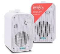 Pyle Enceinte Filaire Extérieure Étanche 400 W, Jardin Bateau Piscine Salon | Imperméable, Intérieur/Extérieur, Waterproof, Montage Mural, Plafond, Terrasse, Patio, Balcon, Garage, Marine, 2 Voies, Blanc
