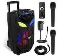Pyle Enceinte PA Bluetooth Portable 1680 W Max - Haut-Parleur Karaoké 15 Pouces avec Micro sans Fil, Batterie Rechargeable, TWS, Lumières DJ LED, Écran LED, Entrée Micro 6,5 mm, FM, AUX, MP3 USB SD