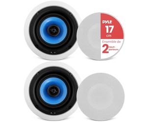Pyle Enceinte Plafond/Murale16,5 cm-Puissance de Crête de 250 W-Son Stéréo Hi-Fi Double-Tweeter Pivotant à Dôme en Soie-Médium-Basse à Cône Poly- Enceinte Encastrable Plafond