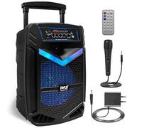 Pyle Enceinte Bluetooth Puissante,1200W Enceinte Sono Portable avec Batterie Rechargeable, Subwoofer et Tweeter,Fonction d'Enregistrement,Micro Filaire, SD/USB/AUX Radio, Eclairage LED et Roues,Noir