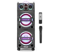 Pyle Enceinte Sono Bluetooth Portable 2000 W - Système PA Actif Sur Roues, Micro Inclus, Éclairage LED Festif, USB/SD/AUX/FM Radio, Lecteur Carte SD, Entrée RCA