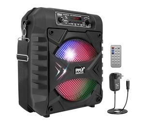 Pyle Enceinte Sono Portable,300W Enceinte Bluetooth Portable Extérieure et Intérieur, Haut Parleur Karaoke avec Lumières LED Multicolores,Subwoofer ,Microphone,Entrées USB, MP3, Radio FM,Télécommande