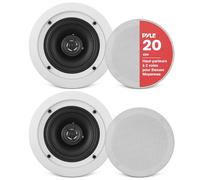 Pyle Enceintes de Graves Moyens à 2 Voies, Système d'Enceinte Murale et Plafond avec Système de Woofer, Bobine Mobile Haute Température de 2,5 cm, Haut Parleur Encastrable Plafond