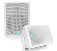 Pyle Système d'Enceinte Extérieur étanche - Paire de Haut-parleurs Blancs de 16,5 cm résistants aux intempéries-Enceinte Murale/Plafond avec Grille Robuste-pour Une Utilisation à la Piscine/terrasse