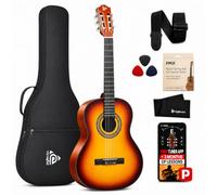 Pyle Ensemble Guitare Acoustique pour Débutants, Instrument en Bois Massif Taille Junior 3/4, 36" Marron Brillant