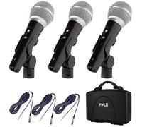 Pyle Ensemble Microphone Dynamique Professionnel 3 Pièces, Cardioïde Unidirectionnel avec Sac de Transport Rigide, Porte-Micro/Clip et Câble Audio XLR de 26ft à 1/4'' de Connexion Audio