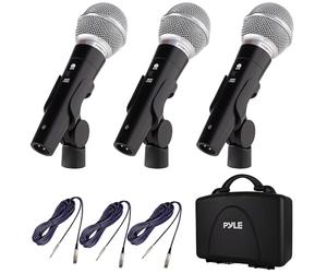 Pyle Ensemble Microphone Dynamique Cardioïde 3 Pièces - Micro Chant Professionnel avec Câble XLR 8 m vers Jack 6,35 mm, Clip Porte-Micro et Sac de Transport Rigide