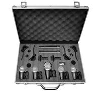 Pyle Ensemble Microphones Dynamiques Câblés 7 Pièces pour Batterie, Basse, Tom/Snare & Cymbales - Complet avec Clips Filet, Insertions, Supports et Sac de Transport, Noir