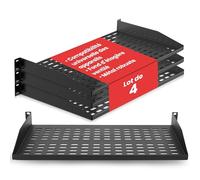 Pyle Étagère de Serveur 1U de 48,3 cm - 4 pièces. Étagères en métal ventilées pour Une Circulation d'air optimale, Montage Mural ou en Rack. Supporte jusqu'à 50 kg, Plateau d'étagère de 43,2 x 3 m
