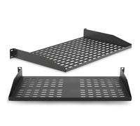 Pyle Étagère Rack Serveur 1U - Plateau Ventilé Cantilever pour Armoire 19", Tablette Universelle Noir Montage en Porte-à-Faux | Lot de 2 Étagères Métalliques pour Rack d'Équipement Réseau ou Serveur
