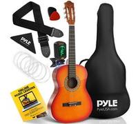 Pyle Guitare Acoustique Classique pour Débutants de 36” - Guitare à 6 Cordes Taille Junior 3/4 Fait Main avec Étui, Accordeur Numérique, Cordes en Nylons, Médiators, Sangle, Idéale pour Débutants