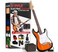 Guitare Electrique 99 cm avec Amplificateur 5W, Etui, Médiators, Cordes de Remplacement, Sangle, 22 Frettes, Corps en Bois, Idéale pour Débutants