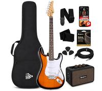 Pyle Guitare électrique 99 cm Corps en bois, ampli 5W, étui, cordes de remplacement