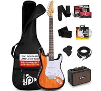 Pyle Guitare électrique 99 cm Corps en bois, ampli 5W, étui, cordes de remplacement