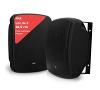 Pyle Haut-Parleur Extérieur sans Fil Bluetooth Résistant à l'eau - Système 2 Voies 6,5 Pouces Monté au Mur/Plafond avec Grille Solide, Support Universel, Utilisation Patio, Intérieur (Noir)