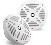 Pyle Haut-Parleur Marin 6,5 Pouces Double - 2 Voies IP-X4 Résistant à l'eau et aux Intempéries avec 600W de Puissance, Design Bas Profil - 1 Paire (Blanc)