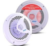 Pyle 16,5 cm Haut-parleurs Marins Doubles-Étanches IP44 et Résistants aux Intempéries -Système Audio Stéréo d’Extérieur avec Lumières LED Intégrées, 150 Watts et Cône en Polypropylène - 1 Paire - Noir