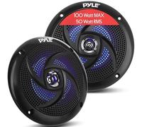 Pyle Haut-Parleur Marin Étanche 4" - 2 Voies Off-Road & Résistant aux Intempéries avec Lumières LED, 100W de Puissance, Design Bas Profil - 1 Paire (Noir)