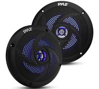 Pyle Haut-Parleur Marin Étanche 6,5” - Design Slim Bas Profil Wakeboard Tower et Système Audio Stéréo Résistant aux Intempéries avec Lumières LED et 240W de Puissance - 1 Paire (Noir)