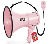 Pyle Haut-parleur mégaphone avec sirène, corne de bouleau 50 W avec haut-parleur, pour musique, sifflet et enregistrement des mégaphones, pour entraîneur de football et accessoires essentiels pour les