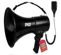 Pyle Haut-parleur mégaphone avec sirène, corne de bouleau 50 W avec haut-parleur, pour musique, sifflet et enregistrement des mégaphones, pour entraîneur de football et accessoires essentiels pour les