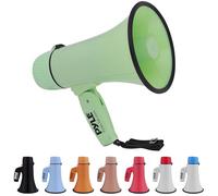 Pyle PMPRA213GR Lightweight and Portable Bullhorn Megaphone, Aux (3.5mm) Input for MP3/Music, Automatic Siren, 20-Watt, MIC/Talk (Green) Unisex-Adult, Taille Unique