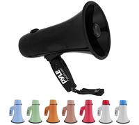 Pyle PMPRA213BK Lightweight and Portable Bullhorn Megaphone, Aux (3.5mm) Input for MP3/Music, Automatic Siren, 20-Watt, MIC/Talk (Black) Unisex-Adult, Taille Unique
