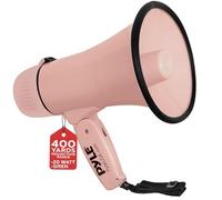 Pyle PMPRA213PK Lightweight and Portable Bullhorn Megaphone, Aux (3.5mm) Input for MP3/Music, Automatic Siren, 20-Watt, MIC/Talk (Pink) Unisex-Adult, Taille Unique