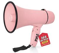 Pyle PMPRA213PK Lightweight and Portable Bullhorn Megaphone, Aux (3.5mm) Input for MP3/Music, Automatic Siren, 20-Watt, MIC/Talk (Pink) Unisex-Adult, Taille Unique
