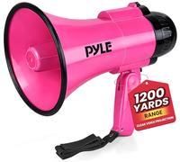 PYLE Haut-Parleur Mégaphone Portable avec Sirène- Mégaphone Porte-Voix Compact et Alimenté par Piles avec Puissance de 30 Watts, Microphone, 2 Modes, Sonorisation et Poignée Pliable