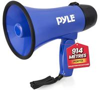 Pyle Haut-Parleur Mégaphone Portable avec sirène- Mégaphone Porte-Voix Compact et fonctionnant sur Batterie avec Puissance de 20 Watts, Microphone, 2 Modes, Son PA et poignée, Bleu