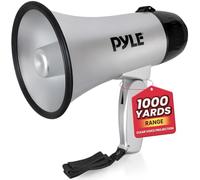 Pyle Haut-Parleur Mégaphone Portable avec Sirène - Mégaphone Porte-Voix Compact et Fonctionnant sur Piles avec Puissance de 20 Watts, Microphone, 2 Modes, Sonorisation PA et Poignée Pliante