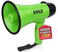 Pyle Haut-Parleur Mégaphone Portable avec Sirène - Mégaphone Porte-Voix Compact et Fonctionnant sur Piles avec Puissance de 20 Watts, Microphone, 2 Modes, Sonorisation PA et Poignée Pliante - Vert