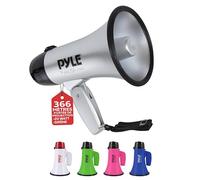 PYLE Haut-Parleur Mégaphone Portable avec Sirène - Mégaphone Porte-Voix Compact et Fonctionnant sur Piles avec Puissance de 20 Watts, Microphone, 2 Modes, Sonorisation PA et Poignée Pliante