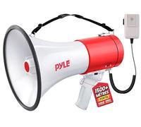 Pyle Haut-Parleur Mégaphone Portable- Mégaphone Porte-Voix Compact avec Sirène intégrée de 50 Watts - Contrôle du Volume Réglable- Idéal pour Les Fans de Football/Baseball/Cheerleading
