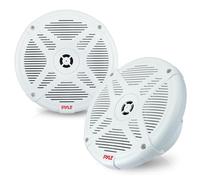 Pyle Haut-Parleur Nautique 16,5 cm (6,5"), IP-X4, étanche et résistant aux intempéries, Double système de Son stéréo avec Puissance de 600 W et Design à Profil Bas, Pas de Bluetooth, Blanc