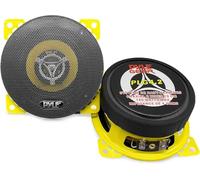 Pyle Haut Parleurs Voiture 10 cm 2 Voies - 140W, 4 Ohms, Tweeter et Médiums pour Stéréo Voiture, Aimant 570 g, Profondeur Montage 4,7 cm, Compatibles avec les Emplacements OEM - Paire, Jaune
